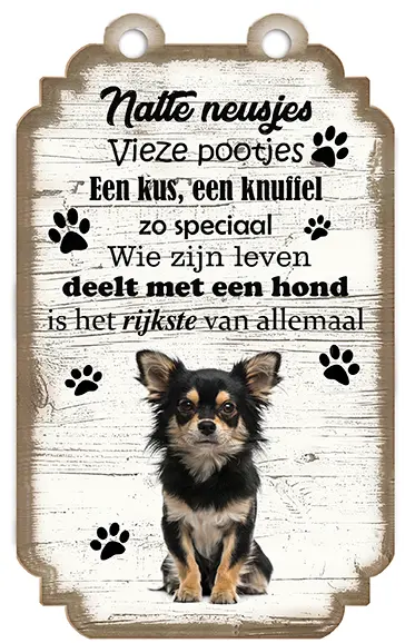 Chihuahua Langharig Zwart-Bruin