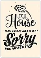 [P-054] Spreukenbordje My house was clean