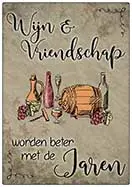 [P-061] Spreukenbordje Wijn en vriendschap 