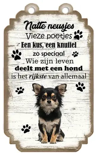 [VHB-003] Chihuahua Langharig Zwart-Bruin